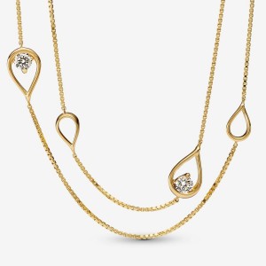 Pandora Brilliance Lab-created 0.50 ct tw Diamond Long Lab-Created Diamond Necklaces Gold | 0365-FMGYK