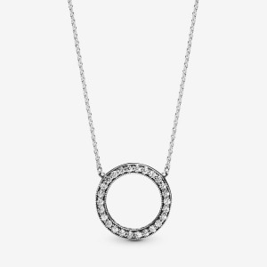 Pandora Circle of Sparkle Chain Necklaces Sterling Silver | 3087-HJAWM