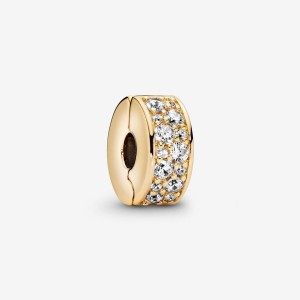 Pandora Clear Pavé Clip Clips Gold Plated | 6054-EQAPV