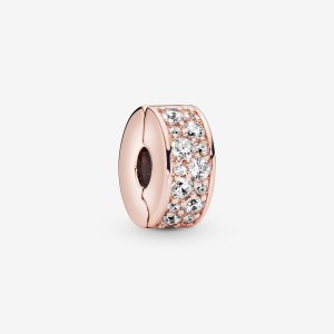 Pandora Clear Pavé Clip Clips Rose Gold Plated | 1870-TDXRZ