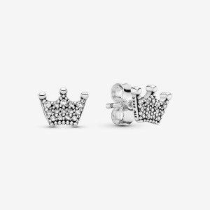 Pandora Crowns Stud Earrings Sterling Silver | 1536-ULMGJ