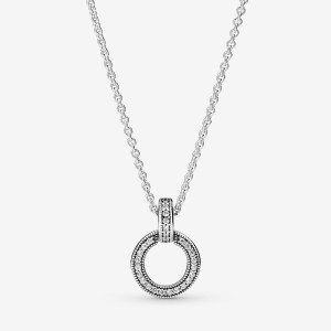 Pandora Double Circle Pendant Necklaces Sterling Silver | 7615-MGOQB