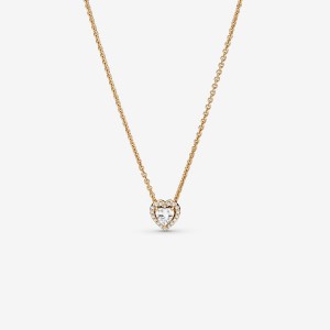 Pandora Elevated Heart Pendant Necklaces Gold | 1547-MWLKA