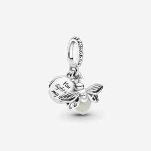 Pandora Glow-in-the-dark Firefly Dangle Dangle Charms Sterling Silver | 7329-XDKTE