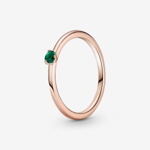 Pandora Green Solitaire Halo & Solitaire Rings Rose Gold Plated | 1350-VCSQB