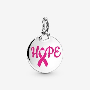 Pandora Hope Pink Ribbon Pendants Sterling Silver | 5741-WZPTX