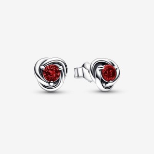 Pandora January Red Eternity Circles Stud Earrings Sterling Silver | 2576-LRGNA