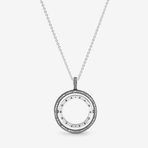 Pandora Logo Circle Chain Necklaces Sterling Silver | 9487-XMCRG