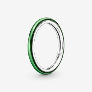 Pandora ME Laser Green Stackable Rings Sterling Silver | 7091-SWEGU