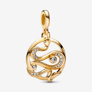 Pandora ME Pavé Snake Medallion Pendants Gold Plated | 7320-SAXKF