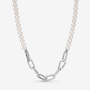 Pandora ME Treated Freshwater Cultured Pearl Chain Necklaces Sterling Silver | 9031-WCAST