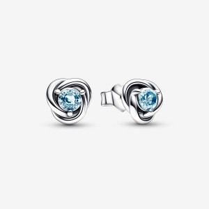 Pandora March Sea Aqua Blue Eternity Circles Stud Earrings Sterling Silver | 6312-YZFQV