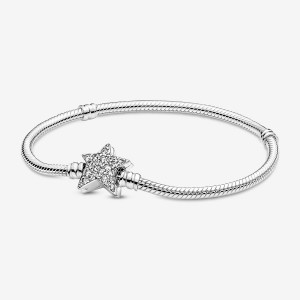 Pandora Moments Asymmetric Star Clasp Snake Charm Bracelets Sterling Silver | 0652-URCXJ