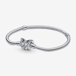 Pandora Moments Butterfly Clasp Snake Charm Bracelets Sterling Silver | 5427-DRJBO