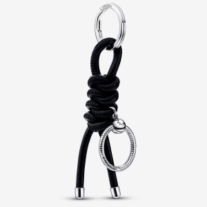 Pandora Moments Leather-free Fabric Key Charm Holders Sterling Silver | 8529-ONBJC