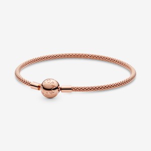 Pandora Moments Mesh Charm Bracelets Rose Gold Plated | 1573-HYTSW