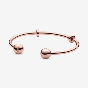 Pandora Moments Open Bangle Charm Holders Rose Gold Plated | 2478-WGVIN