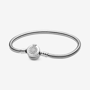 Pandora Moments Sparkling Crown O Snake Charm Bracelets Sterling Silver | 5913-CNOBY