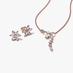 Pandora Necklace & Earring Sets Rose Gold Plated | 7389-PCRJW