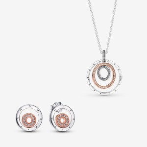 Pandora Necklace & Earring Sets Sterling Silver | 5972-BLTKG