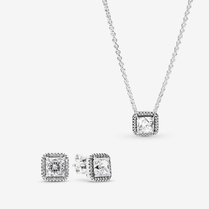 Pandora Necklace & Earring Sets Sterling Silver | 0785-JQADP