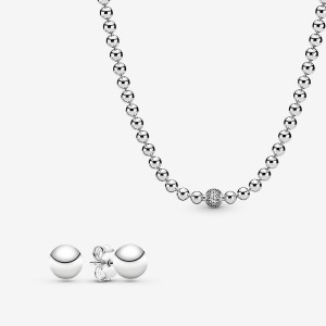 Pandora Necklace & Earring Sets Sterling Silver | 0134-SWJRQ