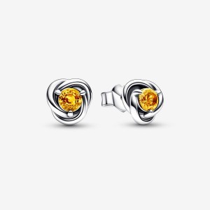 Pandora November Honey Eternity Circles Stud Earrings Sterling Silver | 1307-FKIGH