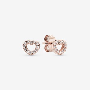 Pandora Open Hearts Stud Earrings Rose Gold Plated | 2864-CODZV