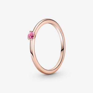 Pandora Pink Solitaire Halo & Solitaire Rings Rose Gold Plated | 9073-CHSGW