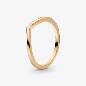 Pandora Polished Wishbone Stackable Rings Gold Plated | 3089-IPTZR