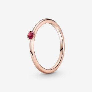 Pandora Red Solitaire Halo & Solitaire Rings Rose Gold Plated | 8264-OHTMR