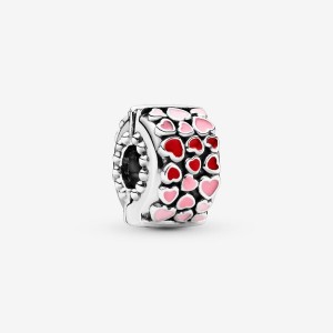 Pandora Red & Pink Hearts Clips Sterling Silver | 5732-TCEYJ