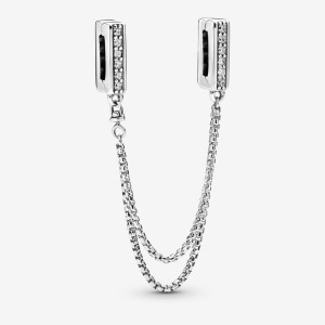 Pandora Reflexions™ Sparkling Safety Clip Safety Chains Sterling Silver | 5817-KVFJD