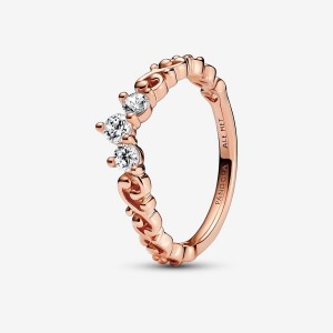 Pandora Regal Swirl Tiara Heart & Promise Rings Rose Gold Plated | 5724-IPQRY