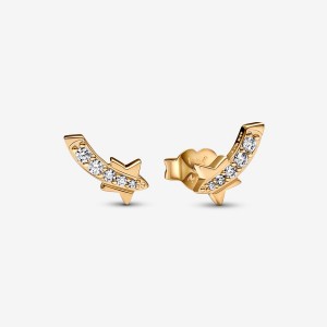 Pandora Shooting Star Pavés Stud Earrings Gold Plated | 8976-MLVPR