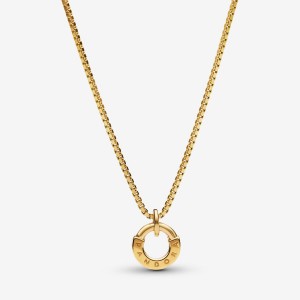 Pandora Signature I-D Collier Pendant Necklaces Gold | 8952-ARGZY