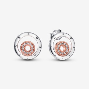 Pandora Signature Two-tone Logo Circless Stud Earrings Two-tone | 8271-DGLQC