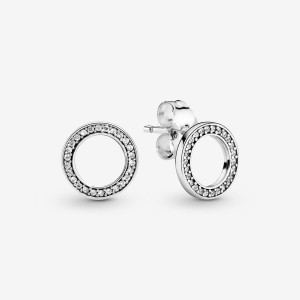 Pandora Sparkling Circles Stud Earrings Sterling Silver | 9673-GQDZF