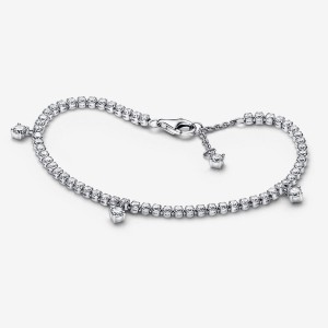 Pandora Sparkling Drops Tennis Non-charm Bracelets Sterling Silver | 3860-OPMWY