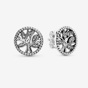 Pandora Sparkling Family Trees Stud Earrings Sterling Silver | 4623-LBZDN