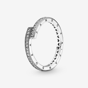 Pandora Sparkling Overlapping Band Rings Sterling Silver | 5803-QNVXC