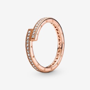 Pandora Sparkling Overlapping Stackable Rings Rose Gold Plated | 4503-VMWJB