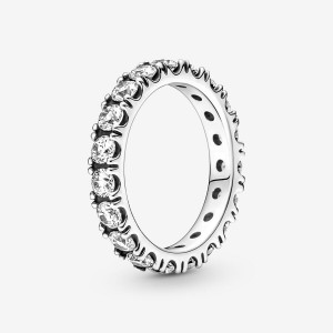 Pandora Sparkling Row Eternity Band Rings Sterling Silver | 0215-NOXFR