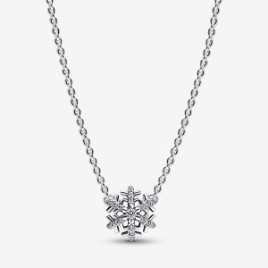 Pandora Sparkling Snowflake Pendant Necklaces Sterling Silver | 4108-PYZLT