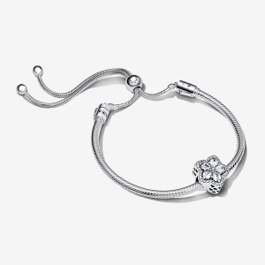 Pandora Sparkling Snowflake Sliding Set Charm Holders Sterling Silver | 8241-HMPQB