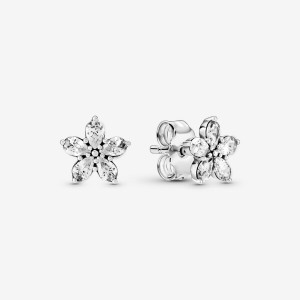 Pandora Sparkling Snowflakes Stud Earrings Sterling Silver | 5618-OCZBL