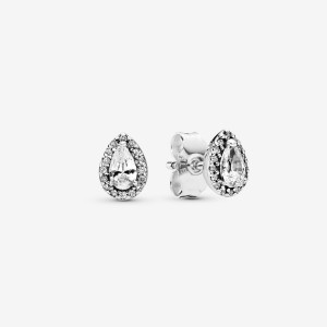 Pandora Sparkling Teardrop Halos Stud Earrings Sterling Silver | 9850-EFLBJ