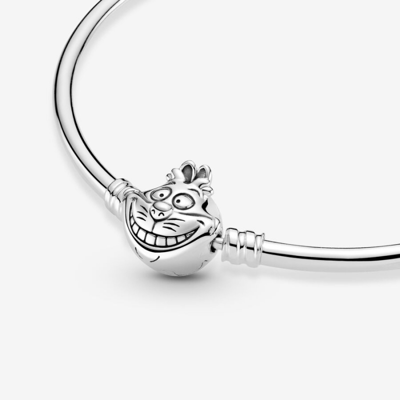 Pandora Alice in Wonderland Cheshire Cat Clasp Moments Bangle Charm Holders Sterling Silver | 2105-RHKVW