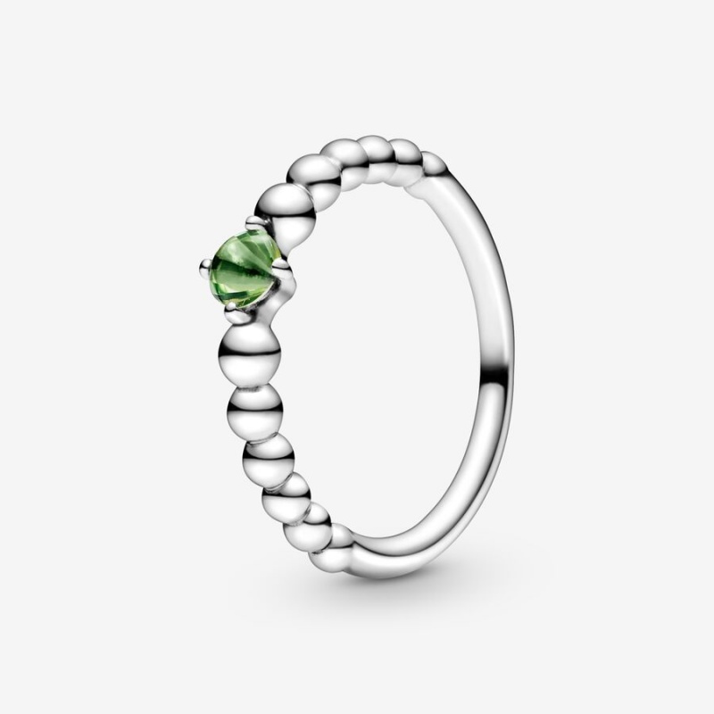 Pandora August Spring Green Beaded Birthstone Rings Sterling Silver | 4273-UTBJG