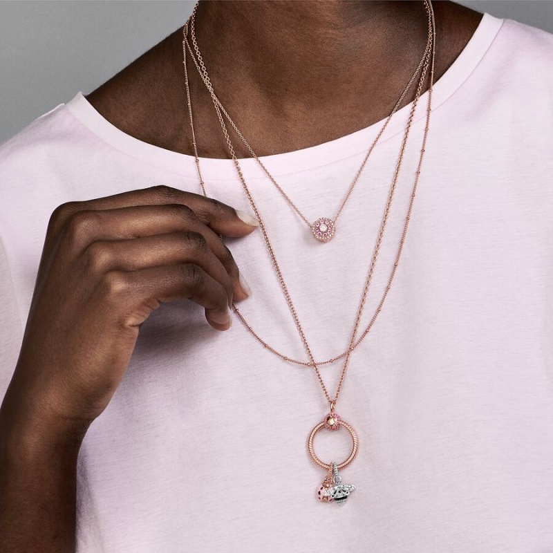 Pandora Beaded Chain Necklaces Rose Gold-plated | 2638-EJNHT